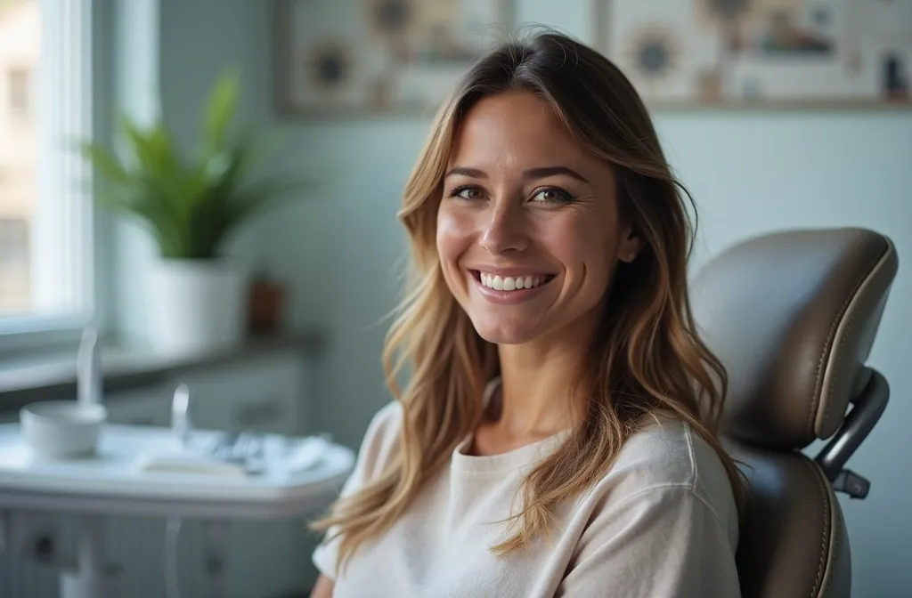 clienta contenta despues de tratamiento con dentista especialista en carillas Pontevedra